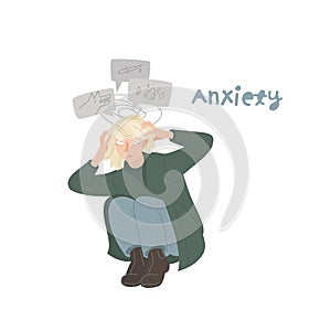 Anxiety icon. Hypochondria, complaint habit, oppression sign. Psychological disorder.