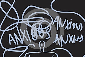 Anxiety representational illustration. Angst person, post-modern artwork, street art and graffiti vibe