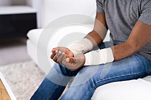 Bandaged Wrists After Cutting Veins photo