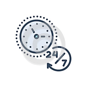 Color illustration icon for Anytime, clock and hours
