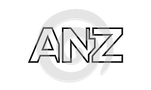 ANZ logo design template with strong and modern bold text. Initial based vector logotype featuring simple and minimal typography. photo