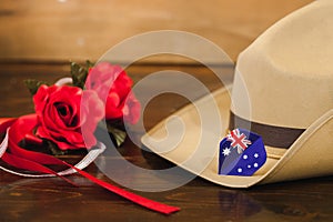 Anzac army slouch hat with Australian Flag