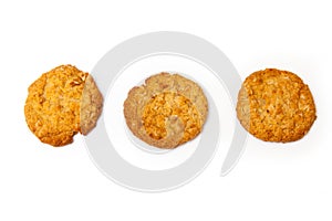 Anzac biscuits on a white background.