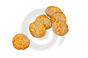 Anzac biscuits on a white background.