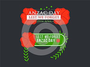 Anzac Day Banner with Red Poppy Flower