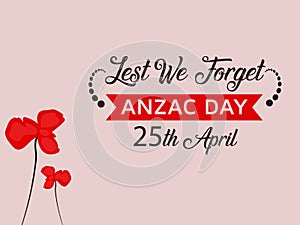 Anzac Day Illustration with nice red poppy flower background