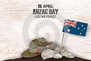 Anzac Day poppies memorial anniversary holiday. Lest we forget. Anzac Day 25 April Australian war remembrance day poster or greeti