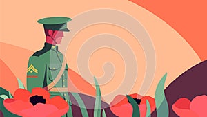 Anzac Day Tribute: Pastel Illustration with Poppy and Soldier.