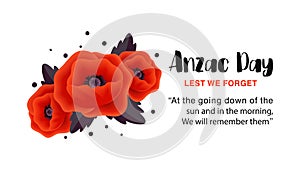 Anzac Day vector poster. Lest We forget. photo