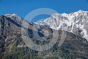 Monte Rosa in the European alps seen from Macugnaga, Italy photo