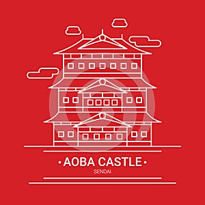 Aoba castle. Vector illustration decorative design photo