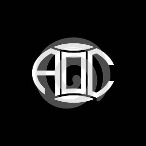 AOC abstract monogram circle logo design on black background. AOC Unique creative initials letter logo..AOC abstract monogram