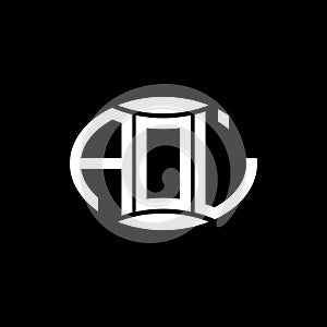 AOL abstract monogram circle logo design on black background. AOL Unique creative initials letter logo