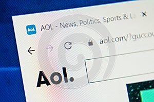 Aol.com Web Site. Selective focus.