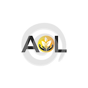 AOL letter logo design on BLACK background. AOL creative initials letter logo concept. AOL letter design.AOL letter logo design on