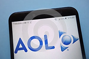 AOL logo displayed on smartphone