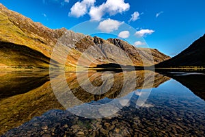 Aonach Eagach and Loch Achtriochtan, Glen Coe, Scottish Highlands photo