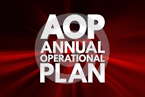 AOP - Annual Operational Plan acronym, business concept background photo