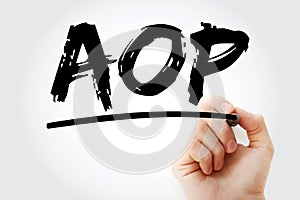 AOP - Annual Operational Plan acronym with marker, business concept background