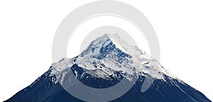 Aoraki, or Mount Cook, isolated on white background. It is the highest mountain in New Zealand.