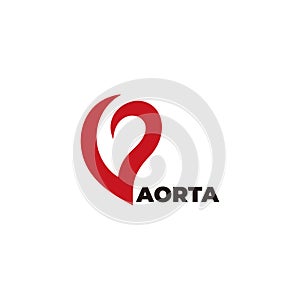 aorta heart red blood logo vector photo