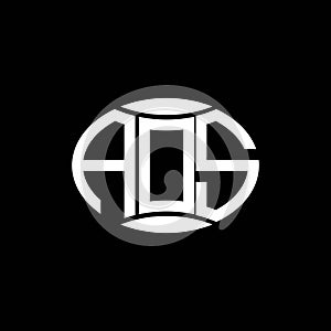 AOS abstract monogram circle logo design on black background. AOS Unique creative initials letter logo photo