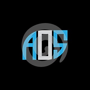 AOS letter logo design on black background.AOA creative initials letter logo concept.AOS letter design photo