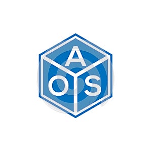 AOS letter logo design on black background. AOS creative initials letter logo concept. AOS letter design photo