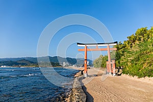 Aoshima Island with japanese torii