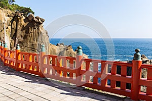 Aoshima Shrine and coastline in Japan