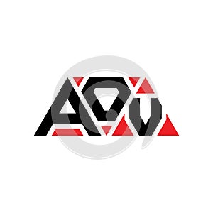 AOV triangle letter logo design with triangle shape. AOV triangle logo design monogram. AOV triangle vector logo template with red
