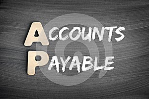 AP - Accounts Payable acronym, business concept on blackboard