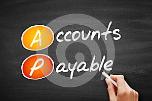 AP - Accounts Payable acronym, business concept on blackboard