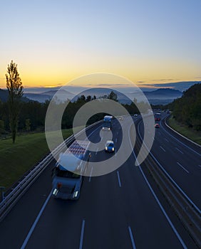 AP-8 highway. Ap-8 highway passing through Donostia San Sebastian at dawn photo