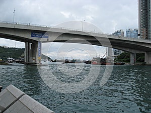 Ap Lei Chau bridge, Aberdeen West Typhoon shelter, Hong Kong