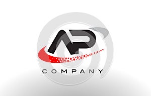 AP Modern Letter Logo Design with Red Dotted Swoosh