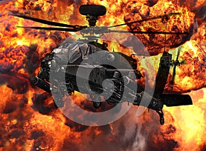 Apache gunship helicopter explosion