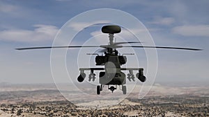 Apache helicopter hovering in the sky