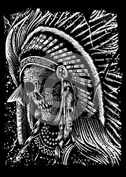 Apache skull design Art Illustration