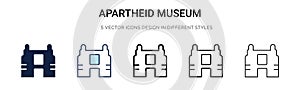 Apartheid museum icon in filled, thin line, outline and stroke style. Vector illustration of two colored and black apartheid