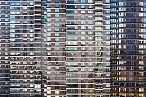 Apartment building background pattern of glass windows in New York City