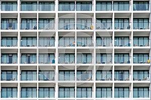 Apartment building balconies front view