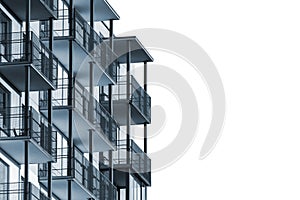 Apartment building with balconies isolated