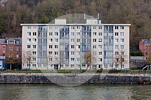 Apartment building bank Meuse, Leffe, Dinant, Belgium