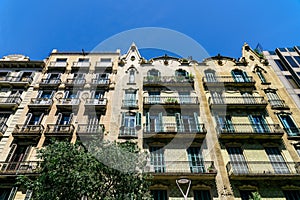 Apartment Building Block Exterior Facade In Barcelona