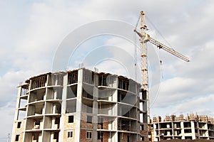 Apartment building at a construction site