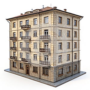 Apartment building 3D model photo