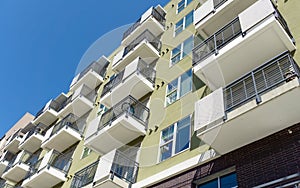 Apartment building exterior with balconies