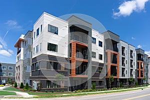 Apartment building exterior with balconies