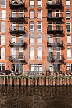 Apartment building facade with balconies